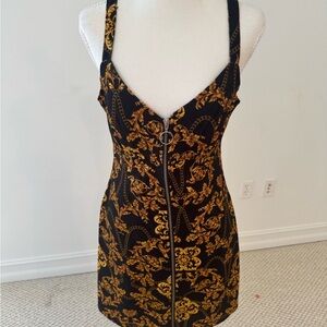 Topshop Black and Gold Mini Dress